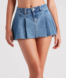 Carefree Cutie Low-Rise Pleated Denim Skirt