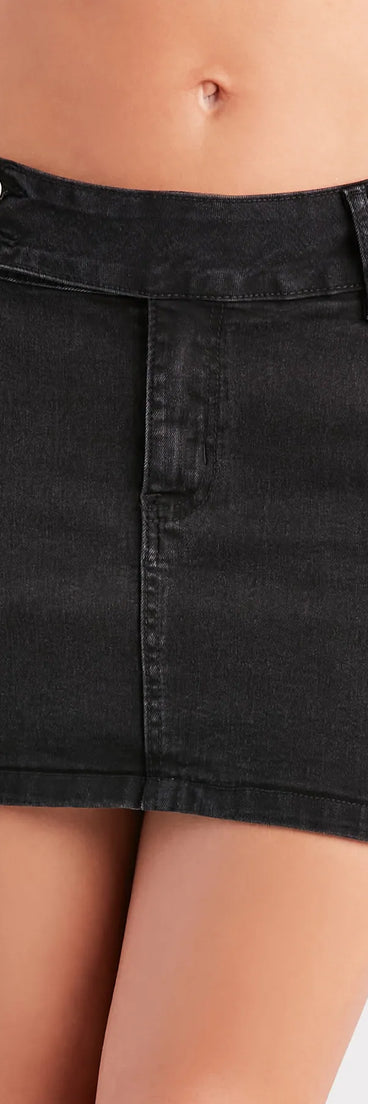 Trendy 'Fit Mid-Rise Denim Mini Skirt