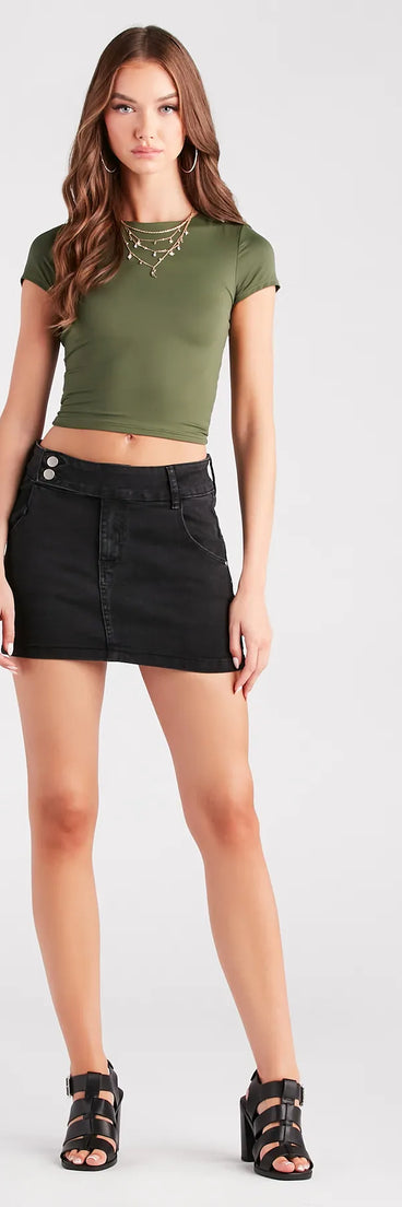 Trendy 'Fit Mid-Rise Denim Mini Skirt
