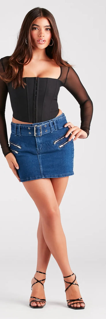 On-Trend Style Mid-Rise Denim Mini Skirt