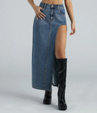 Sound The Alarm High Slit Denim Maxi Skirt