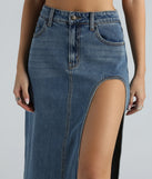 Sound The Alarm High Slit Denim Maxi Skirt