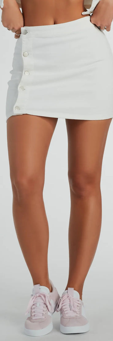 Chic Demand Button Denim Mini Skirt