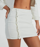 Chic Demand Button Denim Mini Skirt