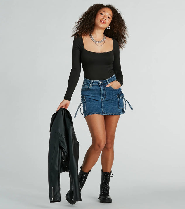 Cool And Confident Cargo Denim Mini Skirt | Windsor Cool And Confident Cargo Denim Mini Skirt | Windsor