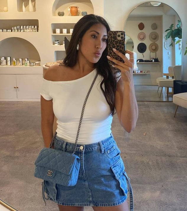 Cool And Confident Cargo Denim Mini Skirt | Windsor