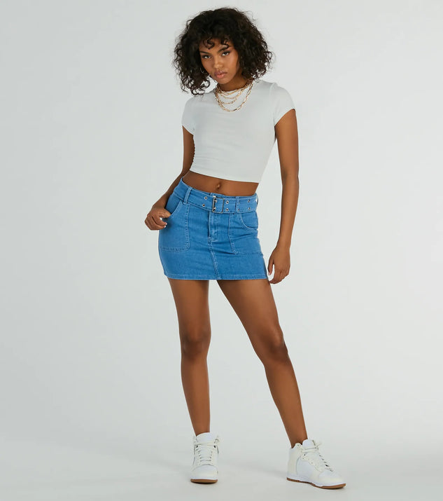 Trendsetting Look Belted Denim Mini Skirt | Windsor Trendsetting Look Belted Denim Mini Skirt | Windsor