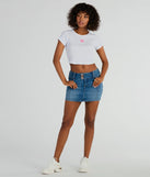 Create bold, fashion-forward looks for spring or summer with the Always A Classic Mid-Rise Denim Mini Skirt in medium denim wash, a must-have piece from Windsor’s collection of stylish bottoms for women.