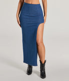 Trendy Match High Rise Slit Denim Maxi Skirt