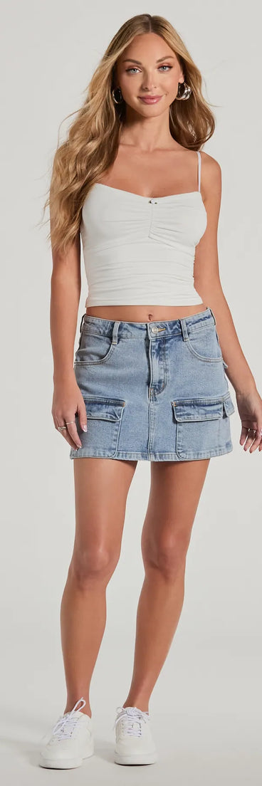 Cargo Darling High-Rise Denim Mini Skirt