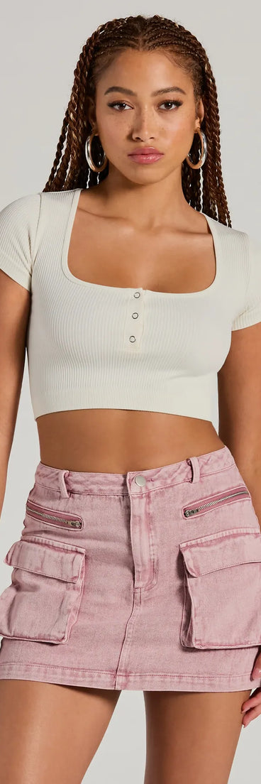 Cool Factor Cargo Denim Mini Skirt