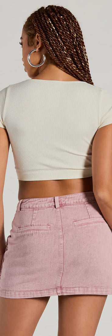 Cool Factor Cargo Denim Mini Skirt