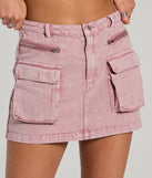 Cool Factor Cargo Denim Mini Skirt