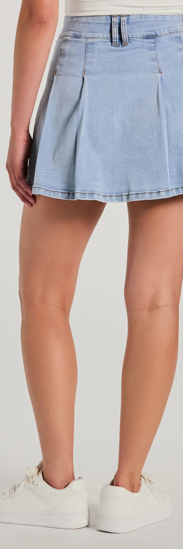 Exceptional Darling High-Rise Pleat Denim Mini Skirt
