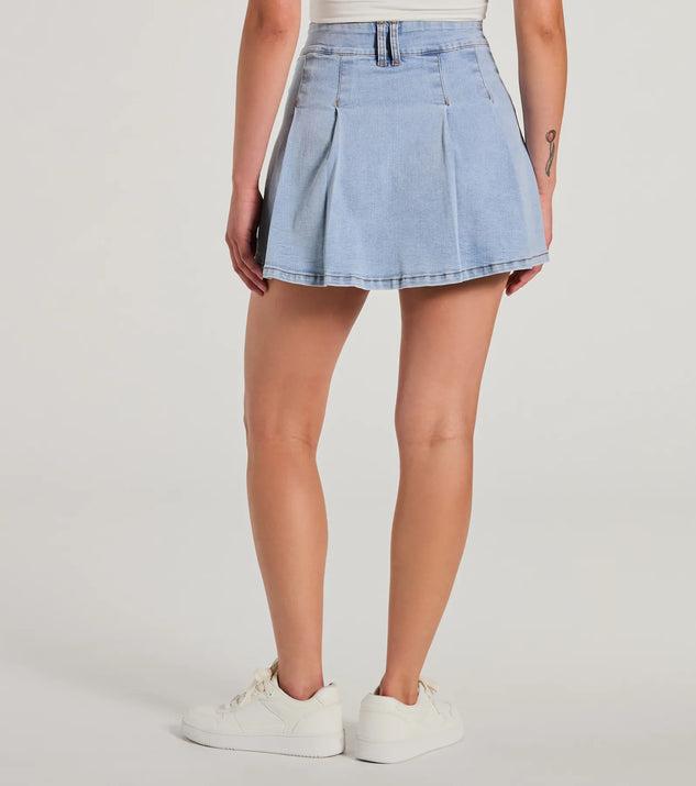 Exceptional Darling High-Rise Pleat Denim Mini Skirt | Windsor Exceptional Darling High-Rise Pleat Denim Mini Skirt | Windsor