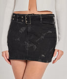 Create bold, fashion-forward looks for summer with the Coolest Style Bleach Dye Denim Mini Skirt in black, a must-have piece from Windsor’s collection of stylish bottoms for women.