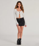 With a flattering fit and cool-girl edge, the Coolest Style Bleach Dye Denim Mini Skirt in black is the perfect denim skirt to dress up or down for all your summer plans.