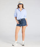 With a flattering fit and cool-girl edge, the Cute Expectation Mid-Rise Denim Mini Skirt in dark denim wash is the perfect denim skirt to dress up or down for all your summer plans.