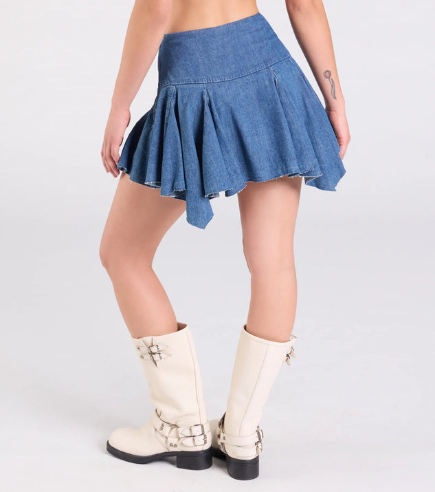 Sunny Outing High-Rise Flare Denim Mini Skirt | Windsor