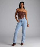 Complete your summer wardrobe with the Timeless And True High-Rise Bootcut Denim Jeans, trendy women's jeans in light blue made to mix, match, and stand out.