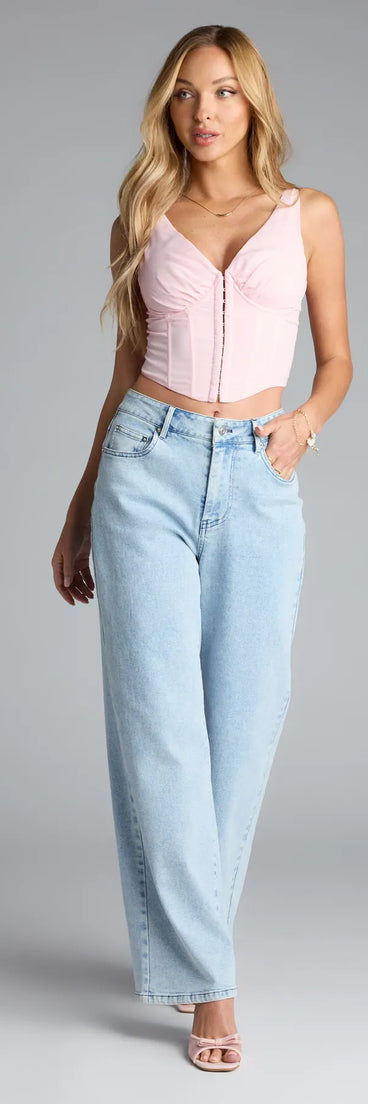 Style up your rotation with the Too Cute to Handle Straight Leg Bow Denim Jeans, trendy light blue jeans made to anchor every outfit with attitude and ease.