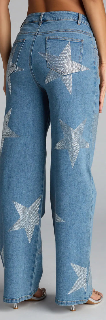 Style up your rotation with the Starstruck Straight-Leg Denim Jeans, trendy medium denim wash jeans made to anchor every outfit with attitude and ease.