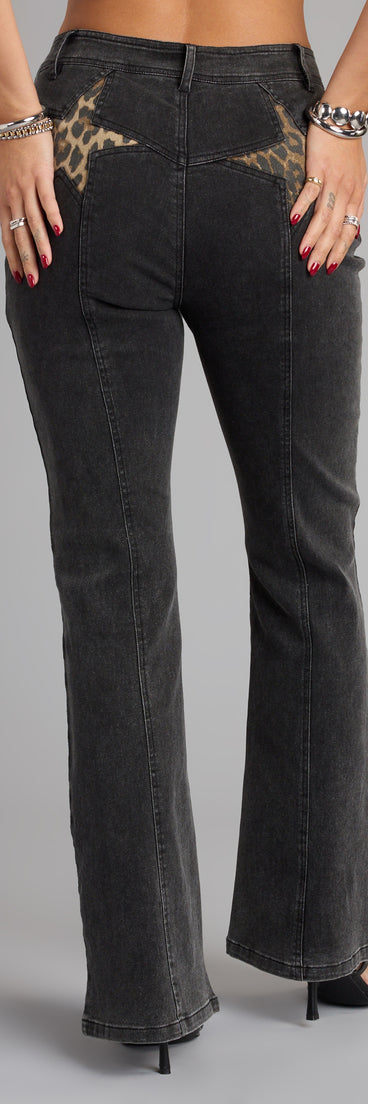 Wild Star Cheetah Mid-Rise Denim Jeans