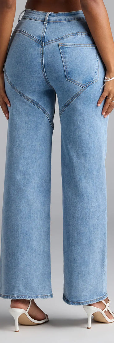 Elevate your going-out looks with the So Obsessed Rhinestone Cutout Straight Leg Denim Jeans, a sleek pair of light blue jeans designed for comfort, shape, and style.