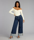 High Roll Mid-Rise Straight Leg Denim Jeans