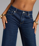 High Roll Mid-Rise Straight Leg Denim Jeans