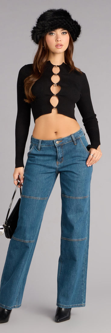 Sleek Look Mid-Rise Straight-Leg Jeans