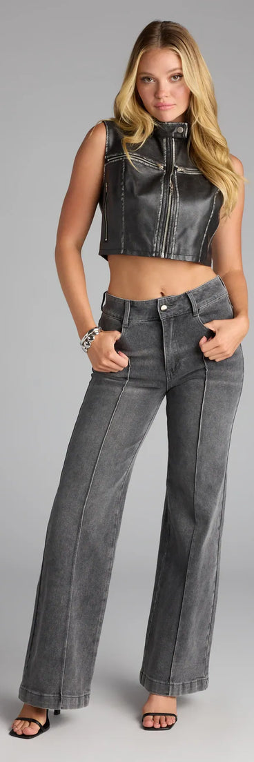 Style up your rotation with the Street Sleek Straight Leg Denim Jeans, trendy black jeans made to anchor every outfit with attitude and ease.