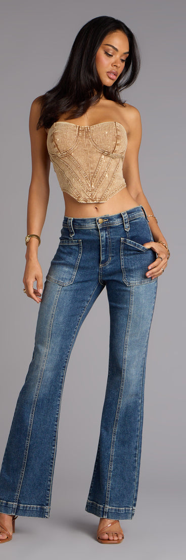 Make a fall statement in the Street Flare Mid-Rise Flare Denim Jeans, a closet must-have among fall bottoms for women.