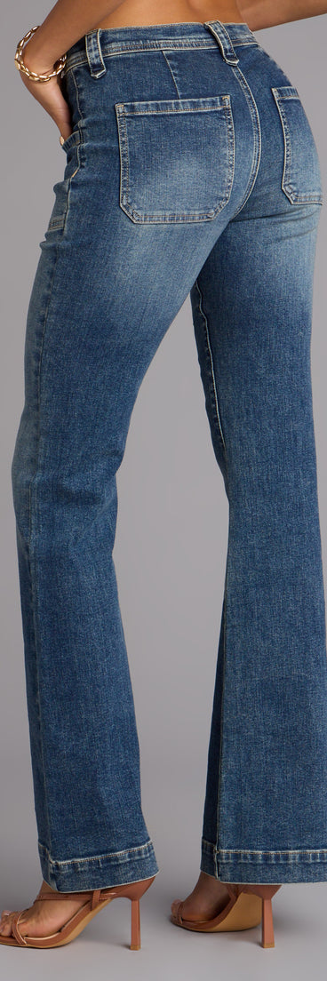 This piece brings trend-right energy to the Street Flare Mid-Rise Flare Denim Jeans, perfect for fall outfits that stand out.