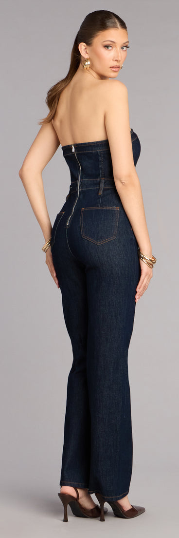 Polished Fit Denim Jumpsuit