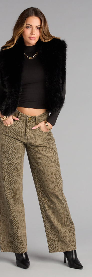 Wild Streak Snake Print Denim Jeans