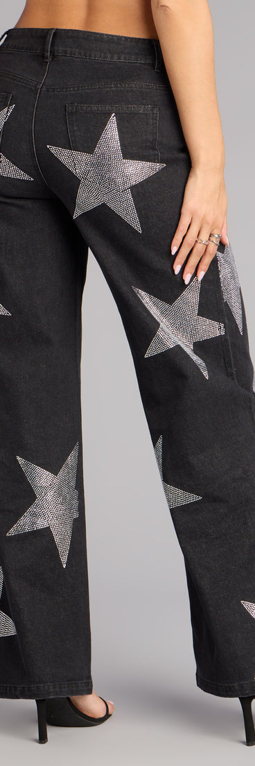 Midnight Stardust Rhinestone Denim Jeans