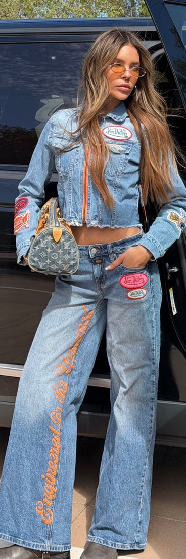 Windsor x Von Dutch Logo Mid-Rise Denim Jeans