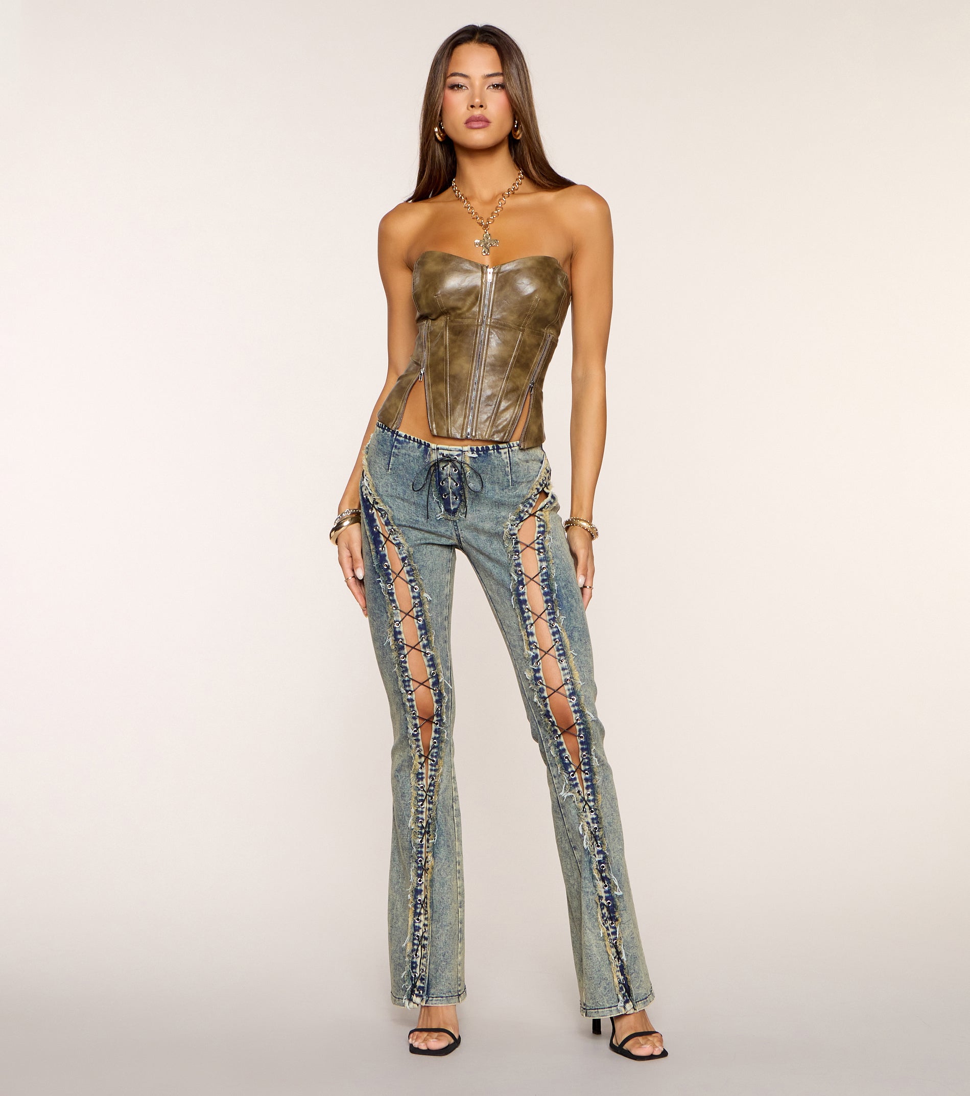 Stolen Spotlight Lace-Up Denim Jeans | Windsor