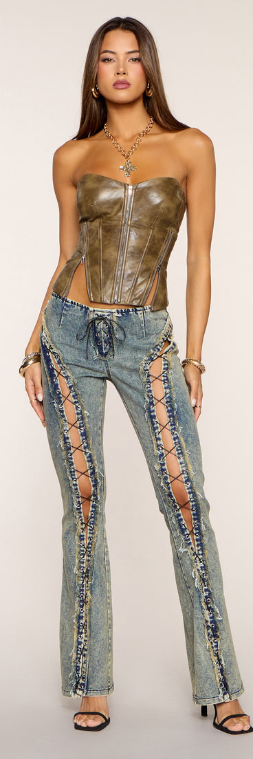 Stolen Spotlight Lace-Up Denim Jeans