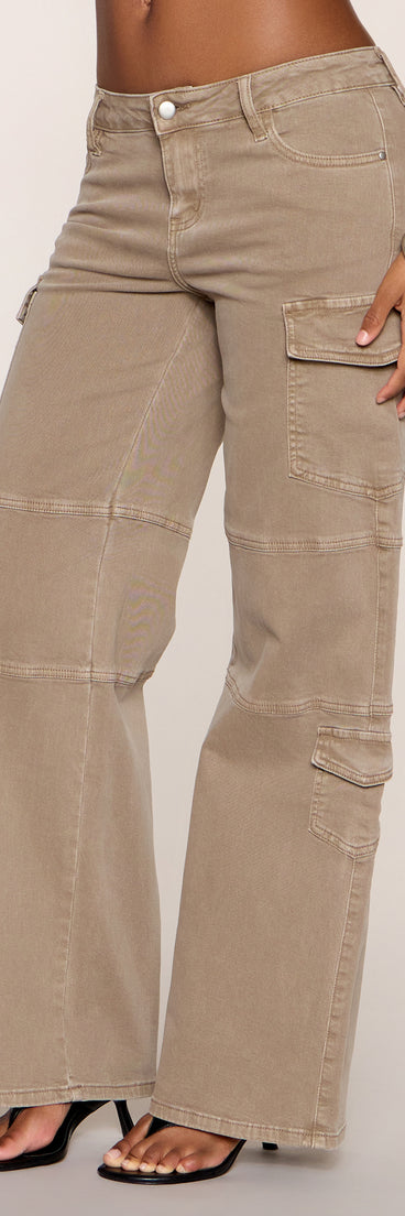 Cargo Crush Wide-Leg Denim Pants