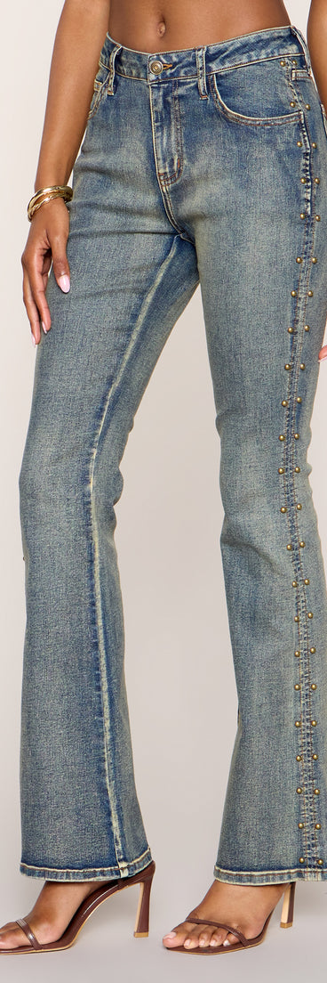 Studded And Snatched Flare Jeans