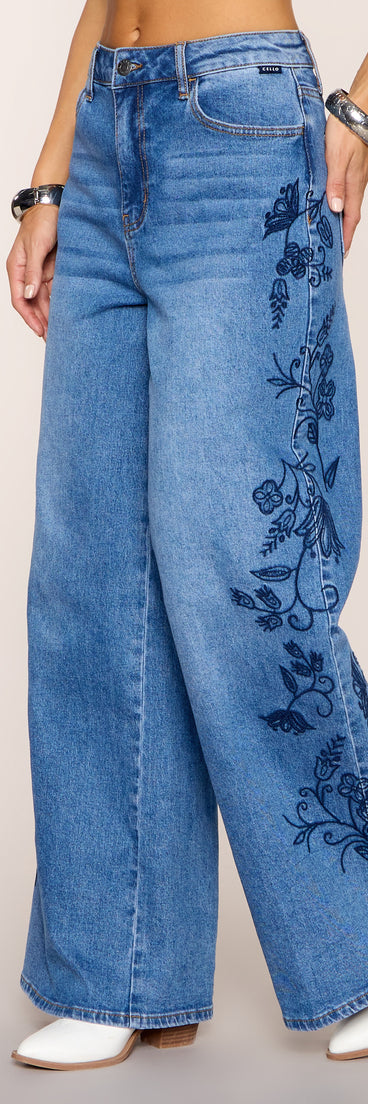 Daydream Stitch Wide-Leg Denim Jeans