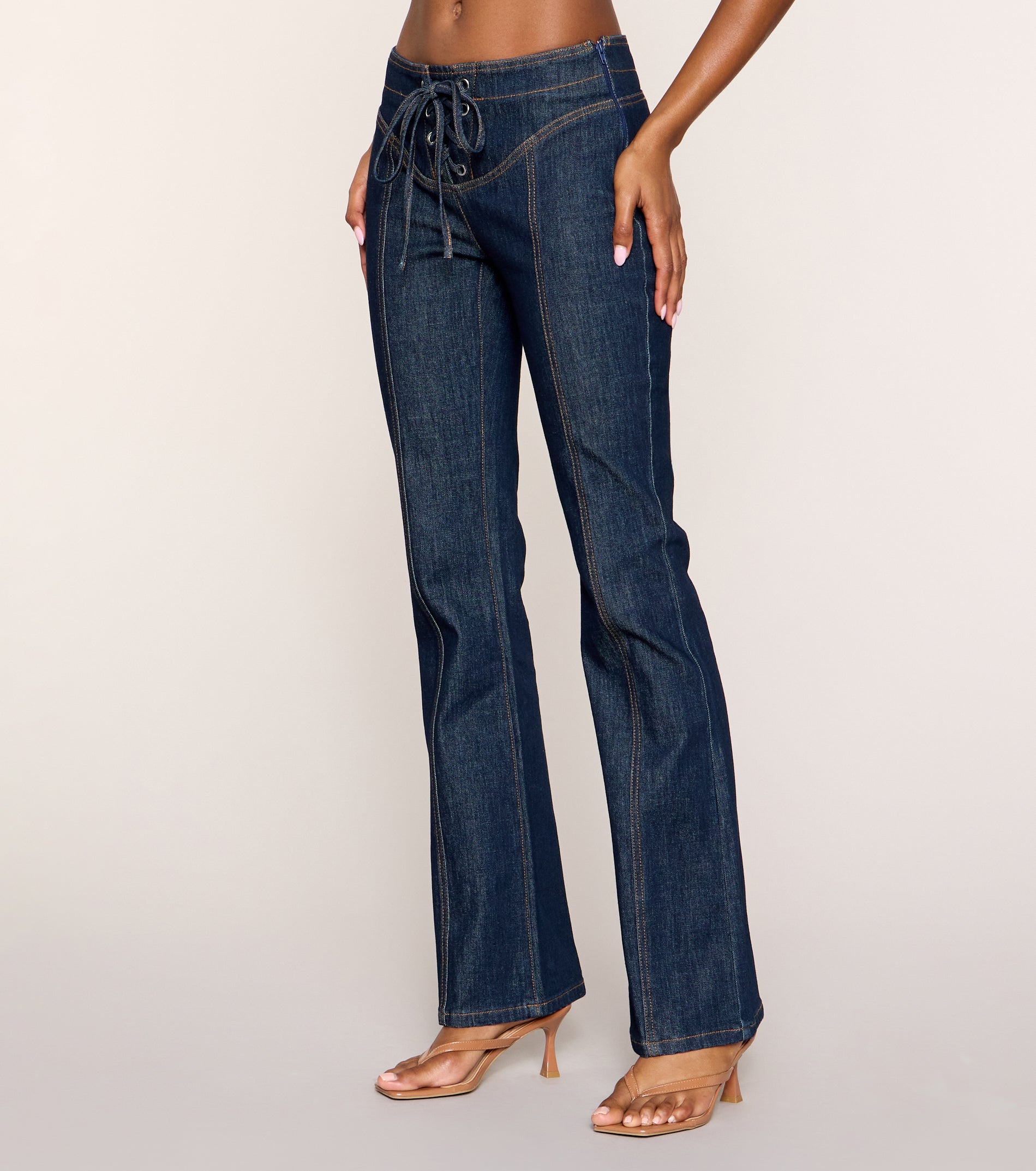 Laced In Lace Up Flare Denim Jeans | Windsor