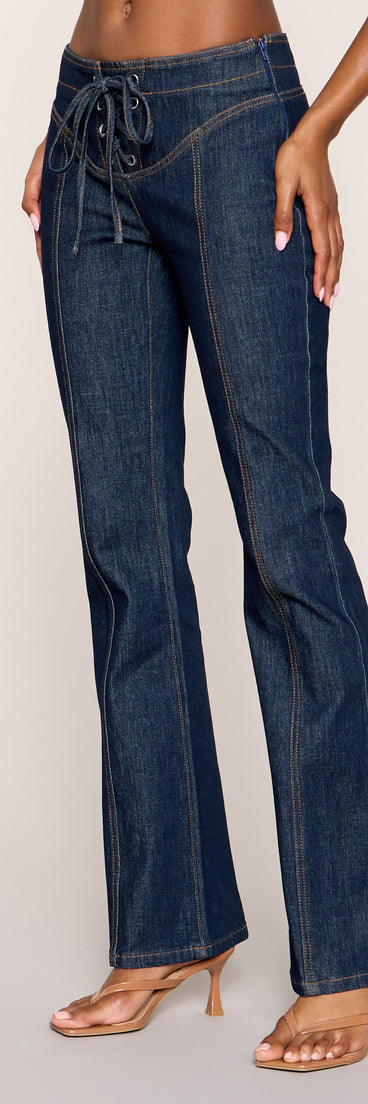 Laced In Lace Up Flare Denim Jeans