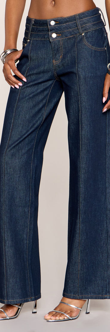 Denim Outline Mid Rise Wide-Leg Jeans