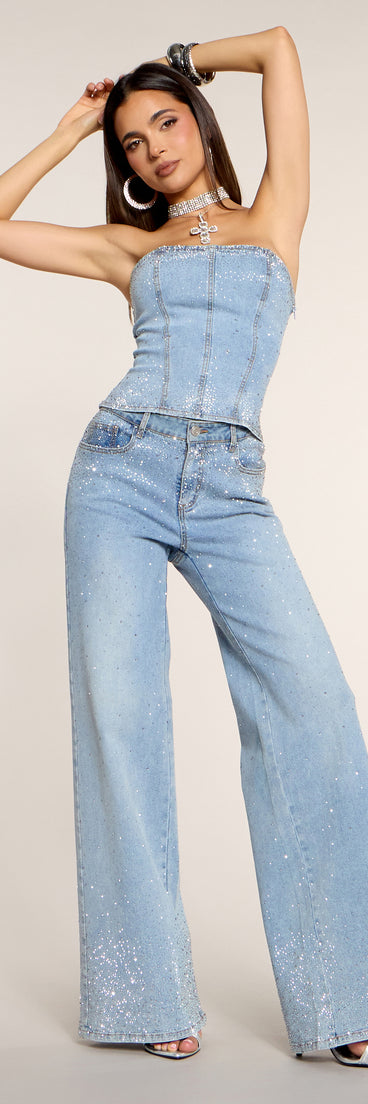 Catch the Flash Rhinestone Wide Leg Jeans