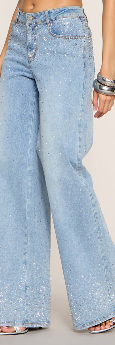 Catch the Flash Rhinestone Wide Leg Jeans