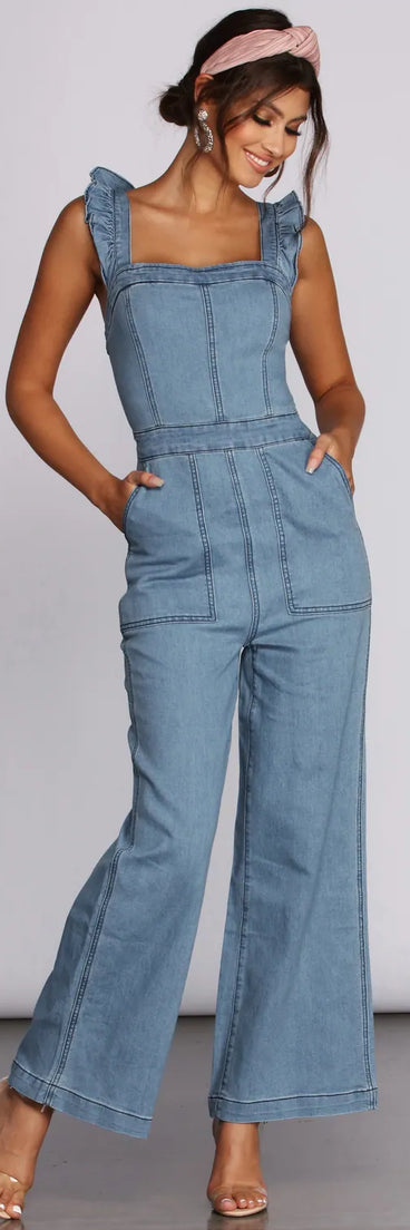 Go Wide Denim Jumpsuit