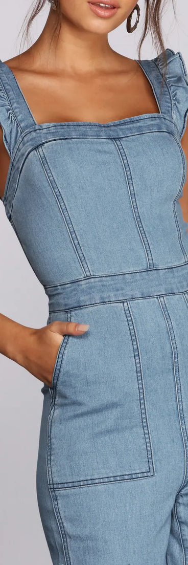 Go Wide Denim Jumpsuit